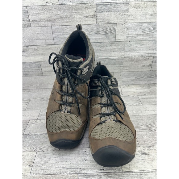 KEEN Men's Waterproof Hiking‎ Shoes Brown Leather Mesh Lace Up Size 12
